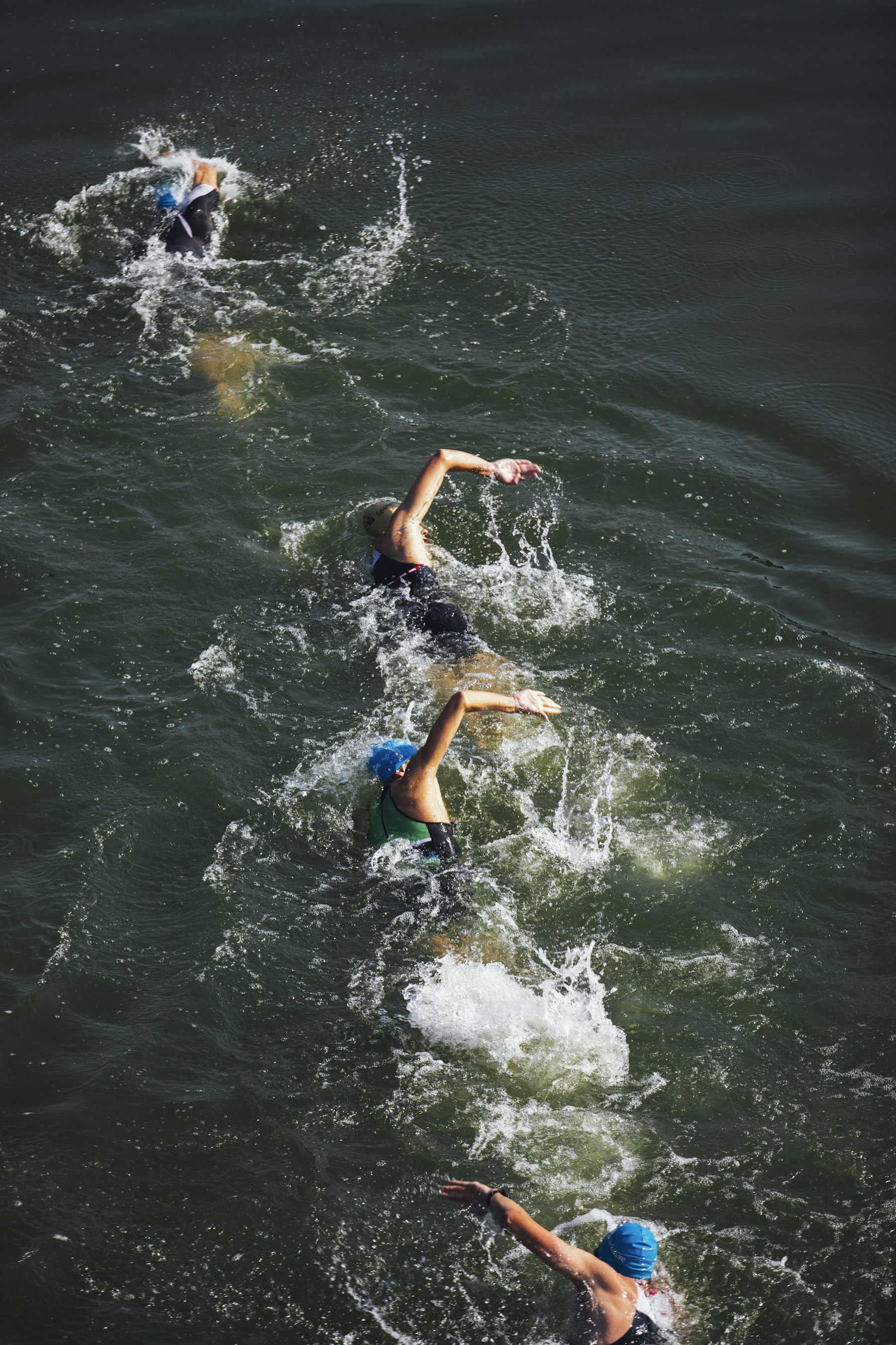 Freiwasserschwimmer aus der Vogelperspektive